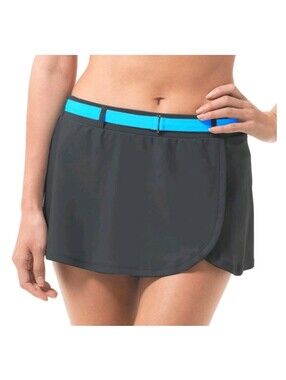 Free Country Steel & Blue Belted Swim Skirt Swimwear Plus Size 3X
